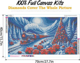 Ekuxom Large Diamond Art Kits for Adults-Christmas Diamond Painting Kits for Adults-Snow Train Round Full Drill Diamonds Art Painting Kit for Gifts Home Wall Decor 27.5 X 15.7 inch Ekuxom