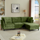 Portaforta 100" Oversized Sectional Couches for Living Room, Modular Sectional Sofa Couch, Modern Linen L Shaped Couch, 4 Seater Convertible Sofa for Living Room Apartment Office, Green Portaforta