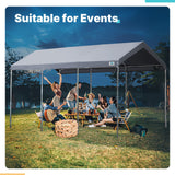 ADVANCE OUTDOOR 10x20 ft Heavy Duty Carport Potable Car Canopy Garage Party Tent Boat Shelter, Adjustable Height from 9.5 ft to 11 ft, Gray ADVANCE OUTDOOR