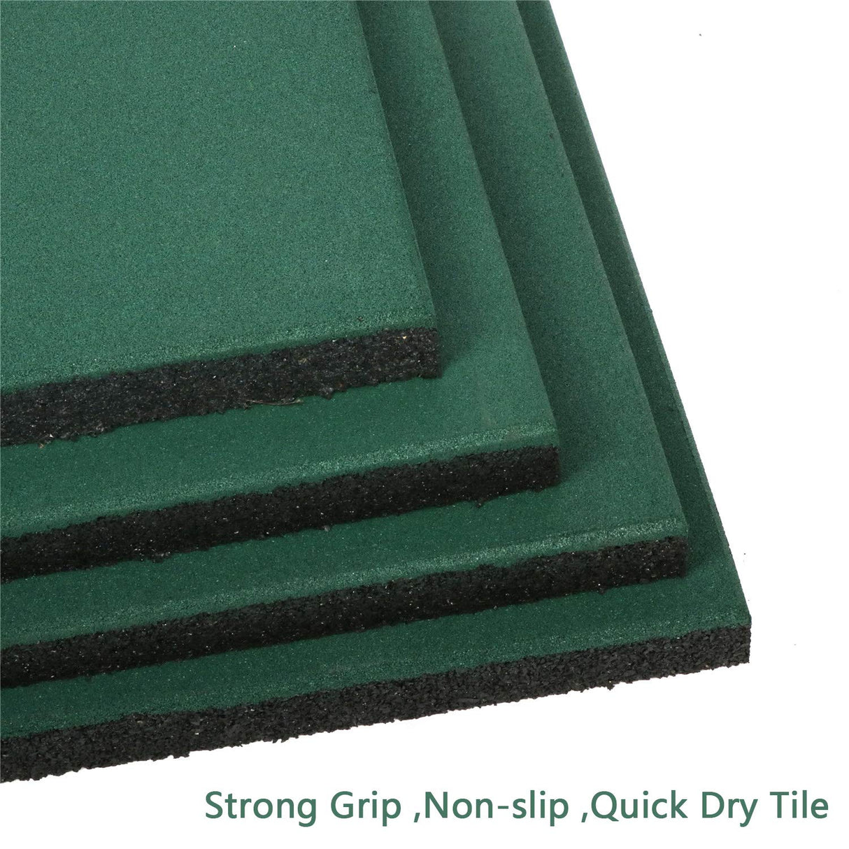 MYOYAY 4 Pack Interlocking Tiles 20"x20"x1" Heavy Duty Rubber Tile Green Non-Slip Flooring Mat for Playground Park Gym Indoor and Outdoor, Cover 11.12 Sq.FT MYOYAY