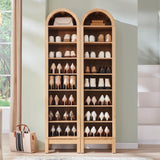 71" Tall Arched Bookshelf Set of 2, 8 Tiers Arch Bookcase with Storage, Modern Farmhouse Book Shelf with Adjustable Shelves, Wood Bookshelf w/Open Display Shelves for Living Room, Office-Natural IFGET