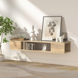 GHC Floating TV Stand, Wall Mounted Entertainment Center and Cabinet Shelf, TV Console with Storage, Media Console for DVD Player, Space-Saving Under TV Shelf for Living Room (Natural Oak) GHC