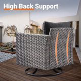 ovios 10 Piece Outdoor Patio Furniture Set with Fire Pit Table,Conversation Sectional Wicker Couch with Swivel Chairs,Modern Outside Sofa for Balcony Backyard, Black ovios