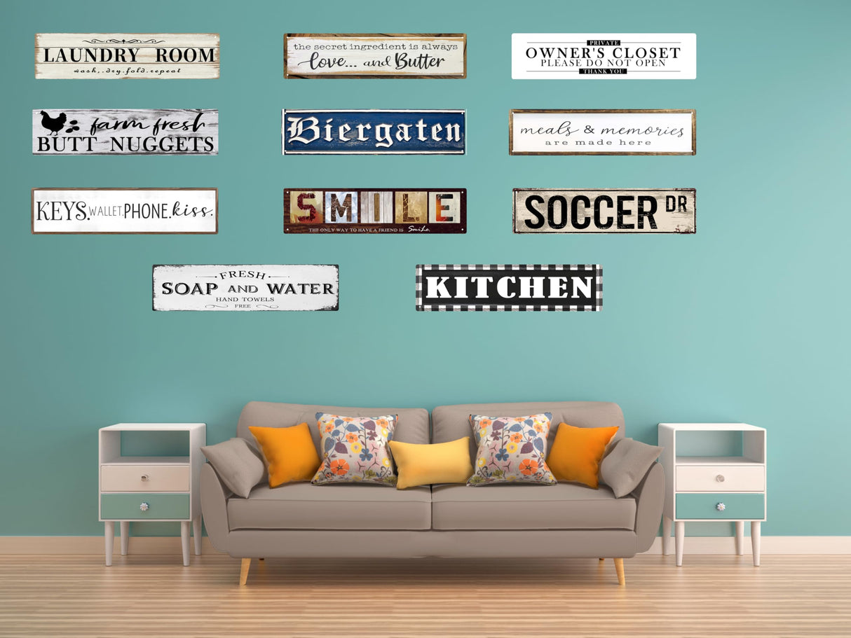 CSWLJS Farmhouse Kitchen Wall Decor Meals and Memories Are Made Here Sign Rustic Metal Kitchen Signs Dinning Room Wall Decor 4x16 In CSWLJS
