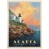 MyPuzzle Acadia National Park: Lighthouse, Vintage Poster - Premium 500 Piece Jigsaw Puzzle for Adults MyPuzzle.com