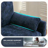 Tbfit 89" Cloud Modern Sofa, Comfy 3-Seater Couch w/Pillows, Pocketed Spring Seats, Plush Foam Cushions, Chenille Fabric Removable Cover, Soft Upholstered Living Room Furniture Home Apartment, Blue Tbfit