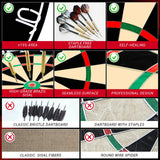 Professional Dart Boards, Competition Bristle Dartboard and Darts for Adults, Steel Tip Dart Board Set in Game Room/Bar/Office, Regulation Size High Grade Sisal Dartboards with 6 Metal Tip Darts Wakefa