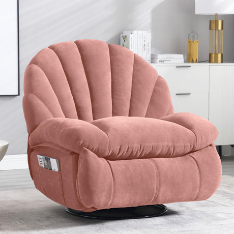 HOMYEDAMIC Recliner Chair Rocker Swivel, Comfortable Soft Fabric Shell Shape with Storage 360 Swivel Manual Big Tall Single Reclining Sofa for Adults Living Room Bedroom (NMH-Pink) HOMYEDAMIC