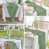 IVAPUPU 2 Pcs Cheesecloth Christmas Table Runner - 10ft Sage Green Boho Gauze Cheese Cloth Table Runners for Baby Shower Decoration Wedding Party Summer Garden Farmhouse IVAPUPU