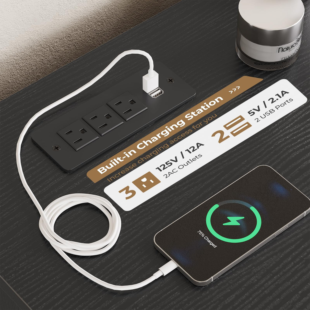 Hasuit Modern Black Dresser for Bedroom with 9 Drawers, 61.4"Wide Dressers Chest of Drawer with Large Capacity Storage, Long Dresser TV Stand with Power Outlets, Sturdy Storage Cabinet for Living Room Hasuit