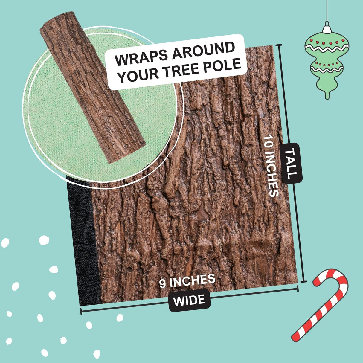 Realistic Faux Brown Bark Xmas Tree Skirt Hides Fake Pole, By Christmas Tree Hugger The Christmas Tree Hugger