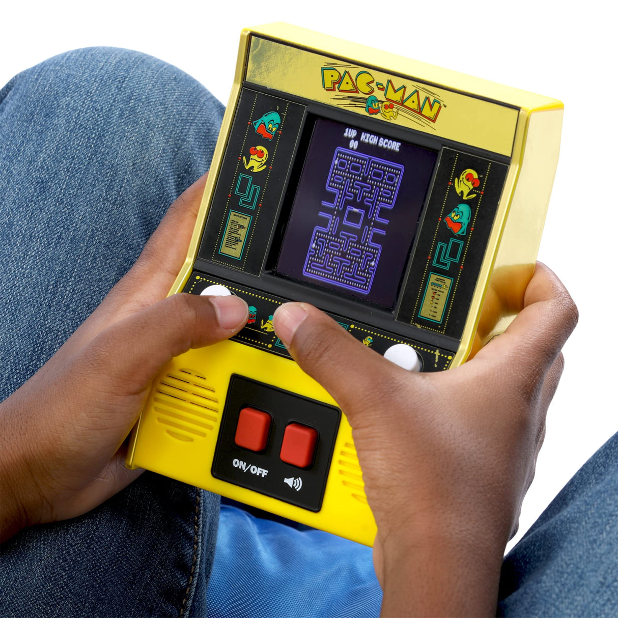 Basic Fun Arcade Classics - Pac-Man Color LCD Retro Mini Arcade Game, 2 Players, Yellow Basic Fun