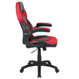 Flash Furniture X10 High-Back LeatherSoft Racing Style Gaming Chair with Flip-Up Arms, Ergonomic Padded Swivel Computer Chair, Red/Black Flash Furniture