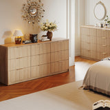 IDEALHOUSE 9 Drawer Dresser for Bedroom, Large Fluted Chest of Drawers, Wood Dressers Storage Organizer, Storage Cabinet for Bedroom Living Room Home Office IDEALHOUSE