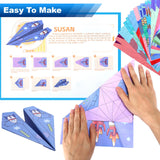 Vodolo Paper Airplane Kits with 16 Classic Designs,32 Sheets Paper Planes Origami Kit for Kids Ages 5-12,Airplane Gifts for Boys and Girls Vodolo