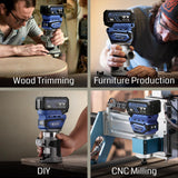 SainSmart Cordless Router With 2PCS Batteries, 18V-21V Brushless Compact Router Wood Tool, Fixed Base, 5 Level Speeds, 28000 R/MIN MAX, with 1/4” Collet, for CNC Woodworking & DIY Project SainSmart