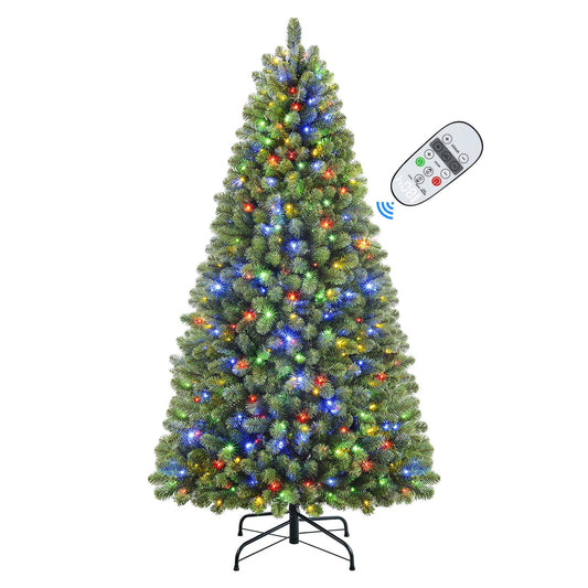 SHareconn 5ft Prelit Premium Artificial Hinged Christmas Tree with Remote Control,Timer, 250 Warm White & Color LED Changing Lights, 624 Branch Tips, Perfect Choice for Xmas Decoration, 5 FT