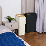 efluky Slim Laundry Basket with Lid, Narrow Laundry Hamper with Removable Bag, Skinny Dirty Clothes Basket with Bamboo Handles for Bathroom, Bedroom & Laundry Room, 75L Beige efluky