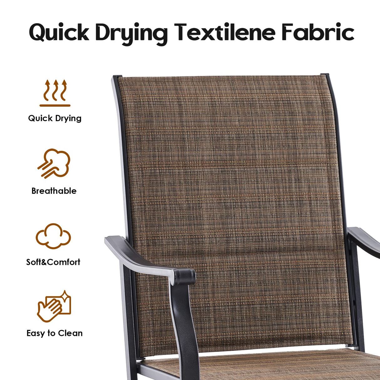 Soohow Patio Dining Set for 6, 7-Piece Outdoor Dining Table and Chairs Set, 6 x Swivel Outdoor Chairs with Paded Textilene and 60"x35" Patio Table with 1.57" Umbrella Hole for Poolside, Backyard Soohow