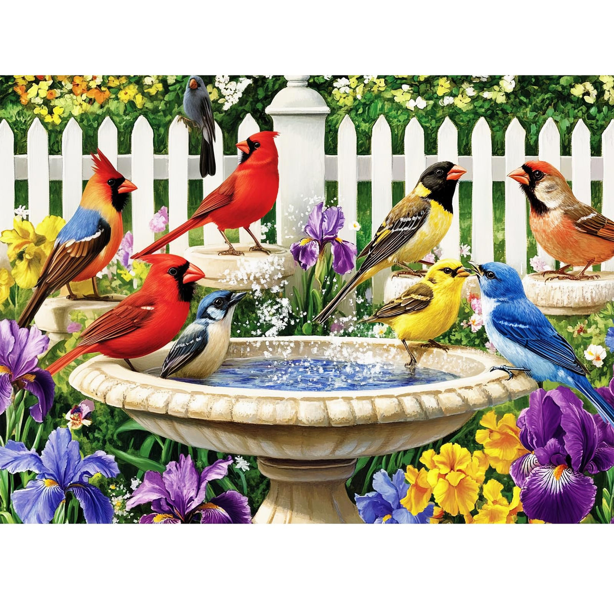 500 Pieces Puzzle for Adults | Bath Birds Large Piece Puzzle | Recycled Cardboard Jigsaw Puzzle 500 Pieces | Challenging Game Home Decor Birthday Party Gift Toy for Adults Kids Seniors 20.5 * 15 in Maiqufa