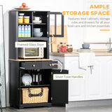 HOMCOM Freestanding 67" Kitchen Buffet with Hutch, Pantry Cabinet with Microwave Stand, Adjustable Shelf, 2 Drawers, Cupboard, Black HOMCOM