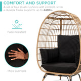 Best Choice Products Wicker Egg Chair, Oversized Indoor Outdoor Lounger for Patio, Backyard, Living Room w/ 4 Cushions, Steel Frame, 440lb Capacity - Black Best Choice Products