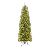 Puleo International 7.5 Foot Pre-Lit Fraser Fir Pencil Artificial Christmas Tree with 350 UL Listed Clear Lights, Green, 32 x 32 x 90 inches Puleo International