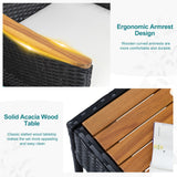 JAMFLY Patio Furniture Set 4 Piece Conversation Set Outdoor Wicker Rattan Chairs Backyard Pool Garden Porch Balcony Patio Loveseat with Cushions and Table, Black/Beige JAMFLY