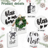 4 Pieces Farmhouse Tiered Tray Decor Set Including House Farmhouse Sign Wooden Small Items Plaid Wood Bead Garland for Home Decor(Simple Style) Yookeer