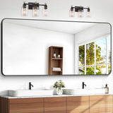 BONEWEI 72x36 inch Large Bathroom Mirror,Black Rectangle Mirror,Wall Mounted Bathroom Frame Vanity Mirror with Round Corner for Bedroom Living Room,Entryway Hangs Horizontal or Vertical BONEWEI
