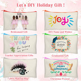 Legigo 12 Pack Blank DIY Craft Bag Canvas Pencil Case Blank Makeup Bags- Beige Canvas Pencil Pouch Bulk Canvas Cosmetic Bag Multi-Purpose Travel Toiletry Bag Canvas Color Zipper Bags 8.3 × 5 Inch Legigo