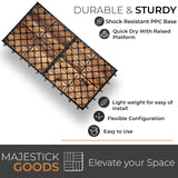 Interlocking Deck Tiles 24 x 12 Long Boards Snap Together Wood Flooring - Acacia Hardwood Outdoor Flooring for Patio - Floor Decking Tile, Waterproof Balcony Flooring 24 Sq Ft (2 Pack (12 Pieces)) Majestick Goods