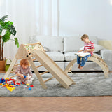 Pikler Triangle Set, Foldable Climbing Play Gym with Arch, Ramp, and Climbing Triangle, Wodden Toddler Climbing Toys Indoor, Montessori Learning Toy for Kids 2-12 Years OLLIKIVI