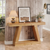 Tribesigns Farmhouse Console Table, 55-Inch Rustic Sofa Table with Storage, Industrial Wooden Entryway Table for Hallway, Living Room, Natural Brown Tribesigns