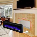 Valuxhome 72in Smart App Electric Fireplace,Recessed & Wall-Mount, Logset & Crystal,Decoration,Remote Control, 750/1500W,Black,Overheating Protection,62-86°F,Hard-Wire Valuxhome