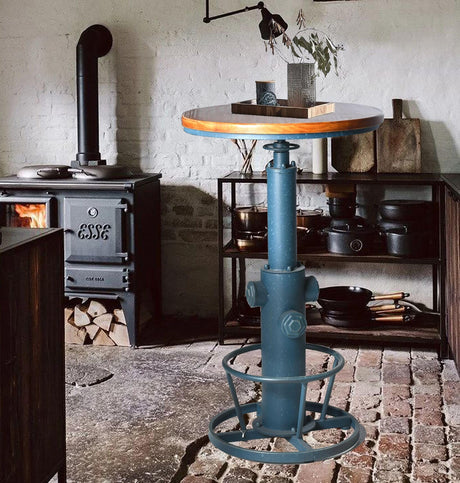 Topower Industrial Bar Table 38.58-48.43" Adjustable Pub Table Kitchen Dining Coffee Bistro Table Antique Blue Topower