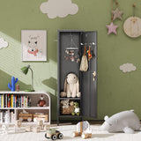 SUPEER 1 Door Metal Storage Lockers with Handle and Hanging Rod,Metal Locker for Employees with Pegboard and Hooks for Home,Office,Gym, School, Garage,Assembly Required,Black SUPEER