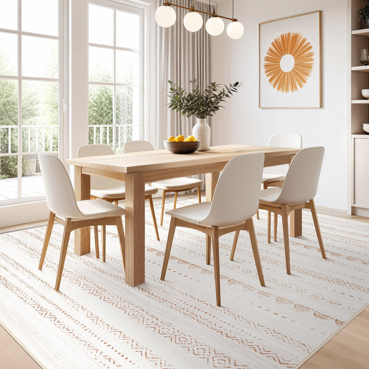 Area Rug Living Room Rugs: 5x7 Washable Boho Large Neutral Farmhouse Soft Moroccan Stain Resistant Indoor Floor Carpet for Bedroom Nursery Kids Playroom Office Dining Room Home House Decor- Brown Nakagishi