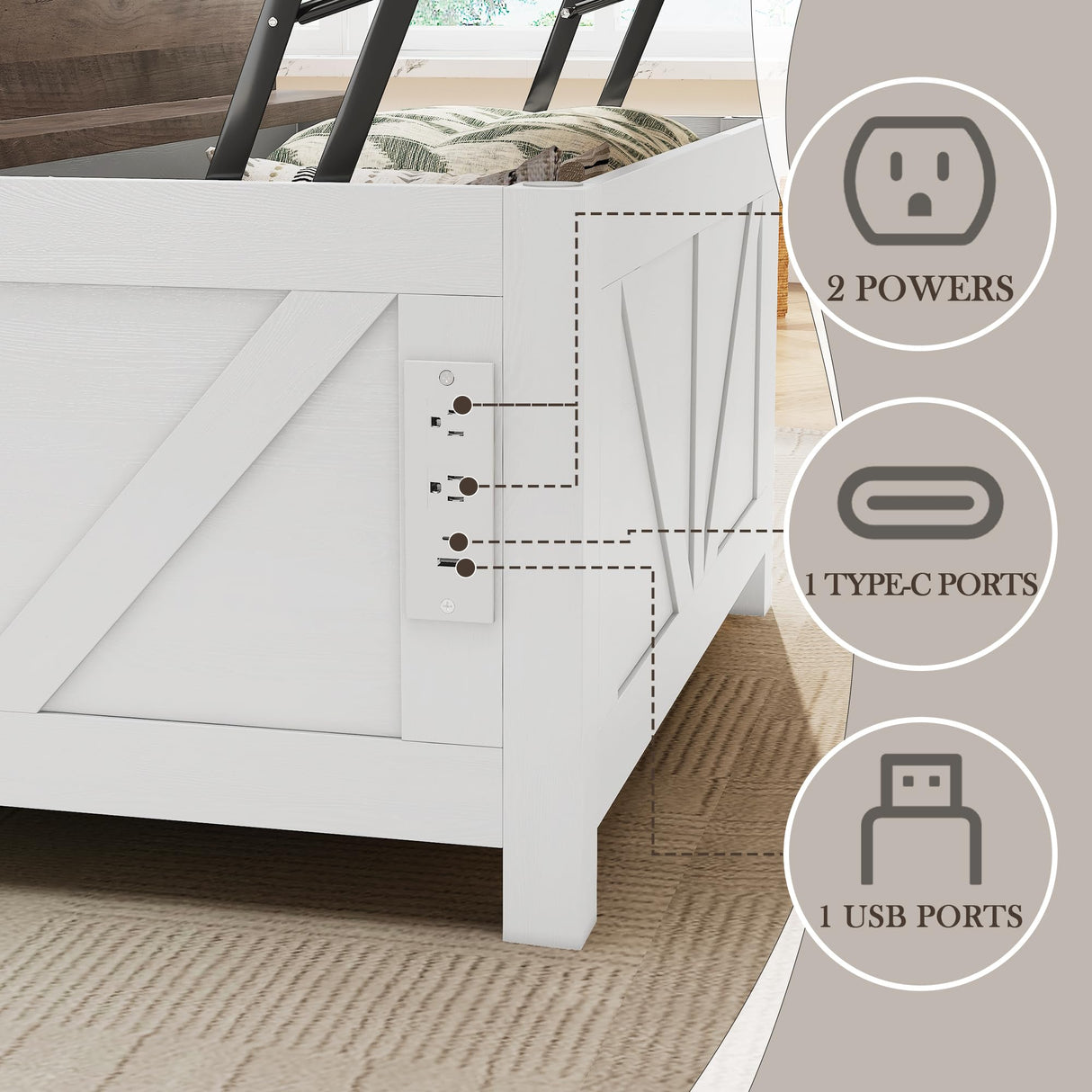 NEWBULAND 35" Lift Top Coffee Table with Storage, Wooden Coffee Tables for Living Room, Farmhouse Coffee Table with Large Hidden Storage Compartment, White and Grey NEWBULAND