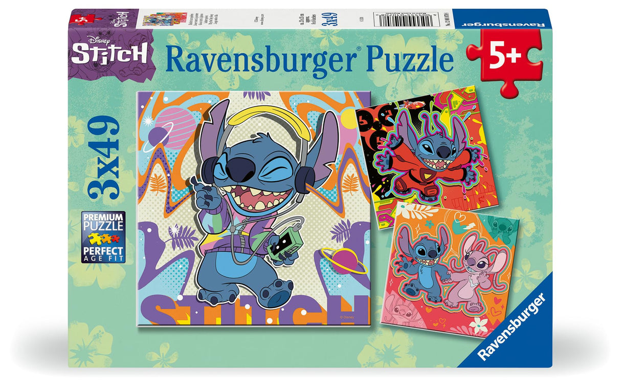 Ravensburger Disney Stitch 3x49 Piece Jigsaw Puzzle for Kids - Every Piece is Unique, Pieces Fit Together Perfectly Ravensburger