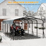 12' x 24' Heavy Duty Metal Carport with Galvanized Steel Roof, Metal Roof Carport with Enhanced Base, Tall Metal Carport Kits Garage for Tractors, Pickup, Boat, Car LuyFuitre
