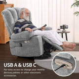 DURASPACE Power Lift Recliner Electric Lift Massage Recliner Chairs with Heat, Large Shell Velvet Backrest Lift Chair Recliners for Elderly, Seniors (Gray) DURASPACE