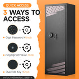 Pataku 10-14 Rifle Gun Safe for Home Rifle and Pistols, Gun Safes for Rifle and Shotguns with Flag Design, Long Gun Cabinet with with 3 Adjustable Shelves, Quick Access, Pockets Pataku