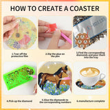 Spring Horse Diamond Art Coasters: 8 Pcs Standing Horse Diamond Painting Coasters with Holder, DIY Crafts Kit for Adults Beginners Home Decor Gifts CRASHOT