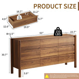 CHUWELL Walnut Dresser for Bedroom, 63" Wide Mid Century Modern Chest of Drawers with 9 Large Storage Space and 4 Solid Wood Cylindrical Legs, 9 Drawer Large Dresser for Bedroom(Walnut) CHUWELL