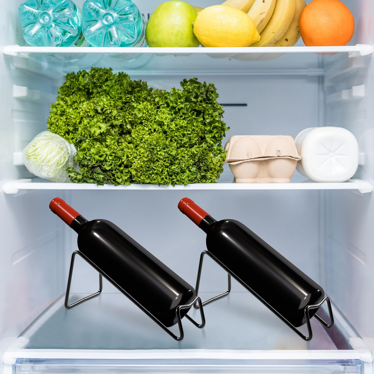 TONLEA Countertop Wine Rack, 2 Pcs Wine Bottle Holder, Metal Small Wine Rack, Tabletop Wine Storage Stand for Cabinet, Pantry, Bar, Black TONLEA