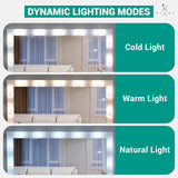 Naomi Home Vera Makeup Vanity with 11 Lights, Vanity Desk with Power Outlet, Makeup Vanity Table with 7 Drawers, Large Mirror, Dressing Vanity Table for Bedroom - White, with Stool Naomi Home