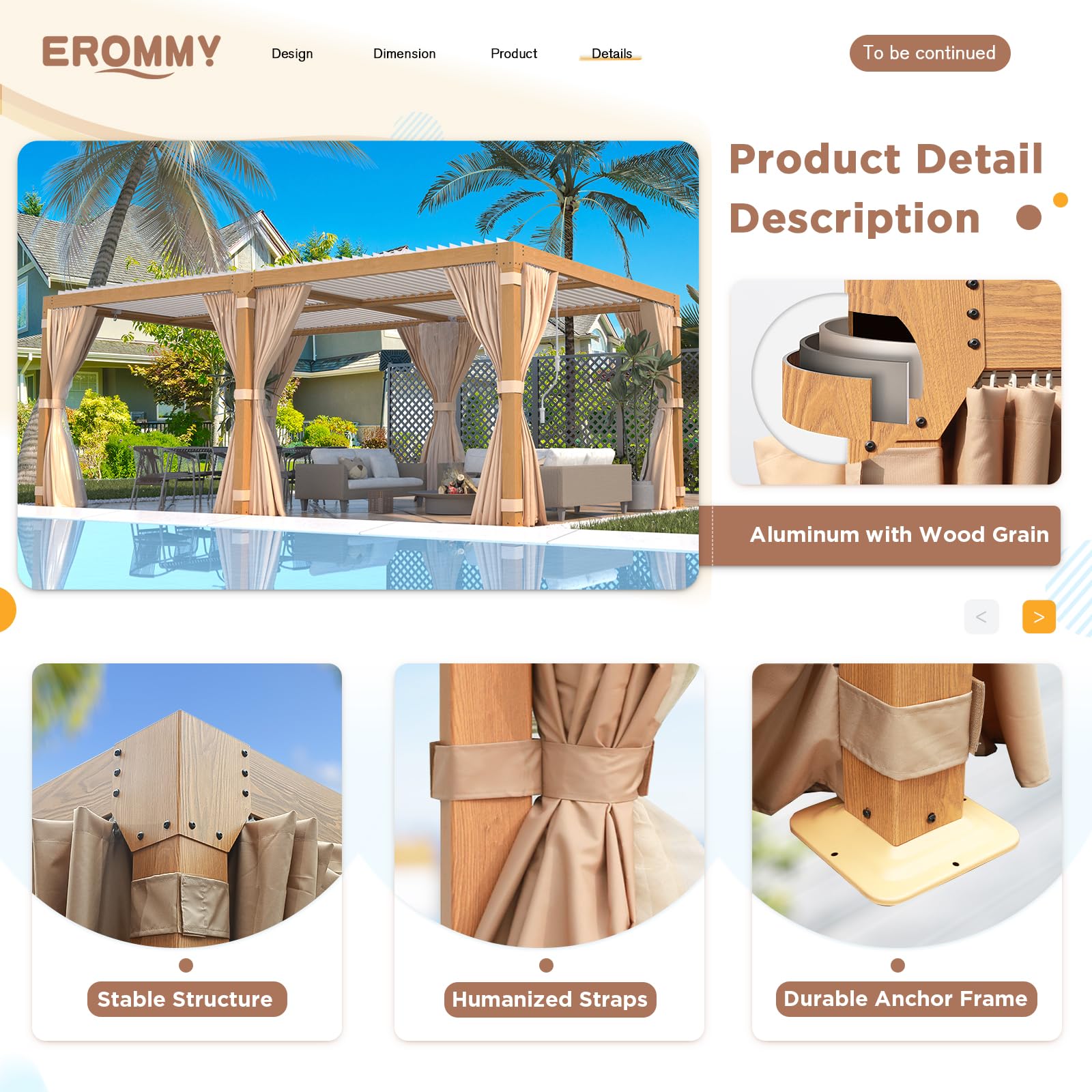 EROMMY Louvered Pergola 12' x 20' Outdoor Hard Top Gazebo - Thumbnail 4