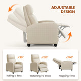 Topeakmart Fabric Recliner Sofa Push Back Recliner Chair Adjustable Modern Single Reclining Chair Upholstered Sofa with Pocket Spring Living Room Bedroom Home Theater Beige Topeakmart
