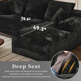 Modular Sectional Sofa Cloud Sectional Couch, 107" Comfy Fluffy L Shaped Black Couches for Living Room, Deep Seat Memory Foam Plush Corduroy Boneless Couch Sectionals with Right Facing Chaise Sofa HYJT-H&K
